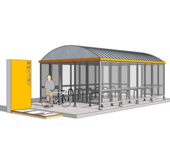 现代单车停车棚su模型