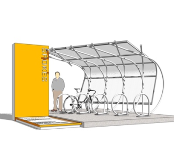 现代单车停车棚su模型