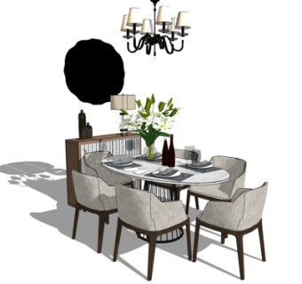现代餐桌椅su模型