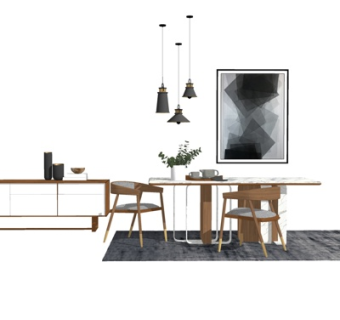 现代餐桌椅su模型