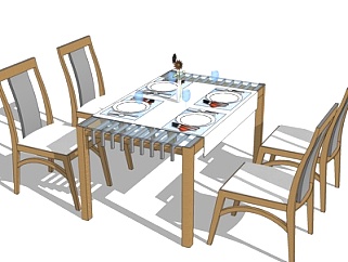 <em>新中式餐桌</em>椅su模型
