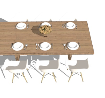 北欧餐桌su模型