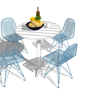 北欧餐桌su模型