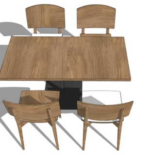 北欧餐桌su模型