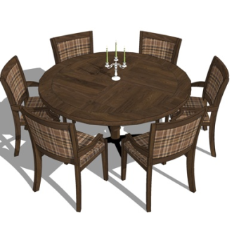 新中式餐桌su模型