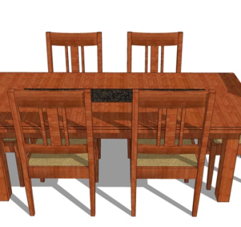 新中式餐桌su模型