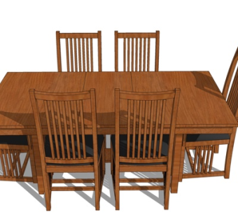 新中式餐桌su模型