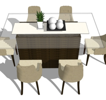 现代餐桌su模型