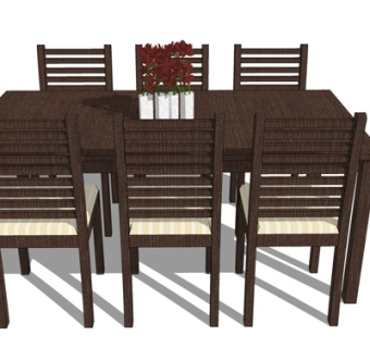 新中式餐桌su模型