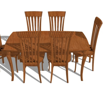 美式餐桌su模型