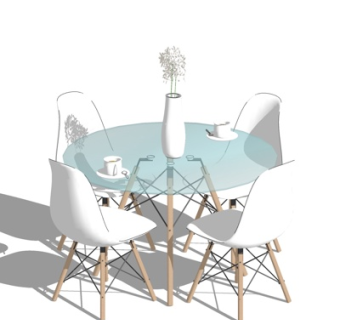 北欧餐桌su模型