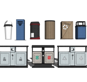 现代垃圾桶su模型