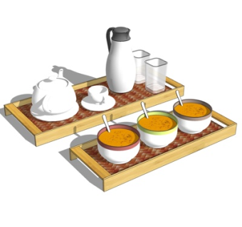 现代餐具su模型