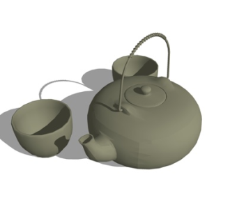 新中式茶具su模型