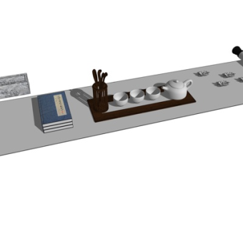 新中式茶具su模型