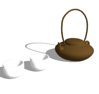新中式茶具su模型