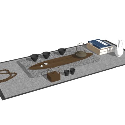 新中式茶具su模型