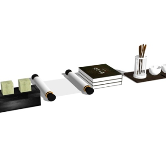 新中式茶具su模型