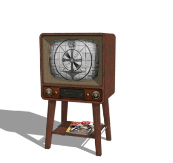 美式黑白电视机su模型