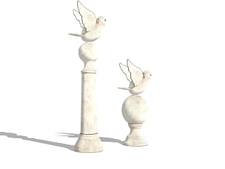 现代室外飞鸟雕塑su模型