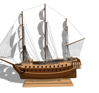 现代帆船摆件su模型