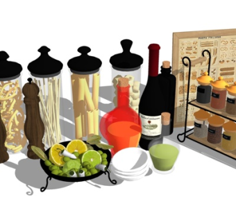 现代厨房调料罐su模型