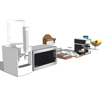 现代饮水机微波炉su模型