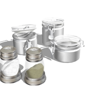 现代玻璃调料罐su模型