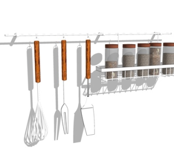 现代锅铲厨具su模型