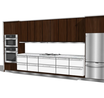 现代实木橱柜su模型