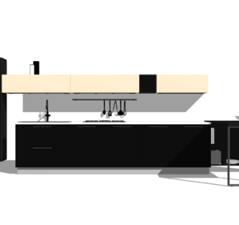 现代实木橱柜su模型