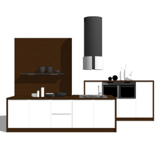 现代实木橱柜su模型