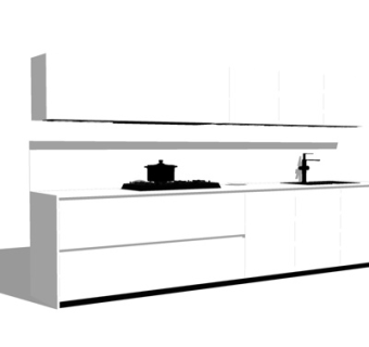 现代实木橱柜su模型