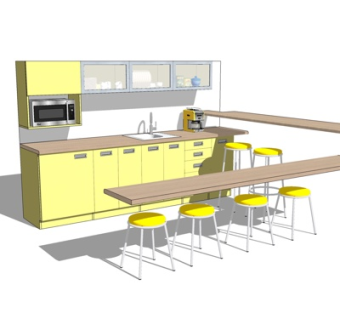 现代实木橱柜su模型