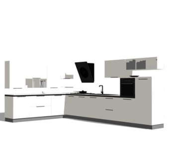 现代实木橱柜su模型