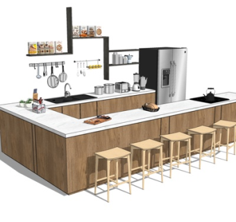 现代橱柜su模型