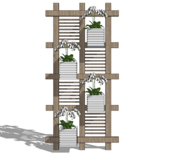 现代绿植装饰柜su模型