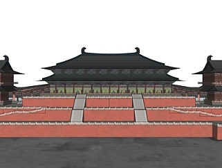 中式宫殿阁楼su模型