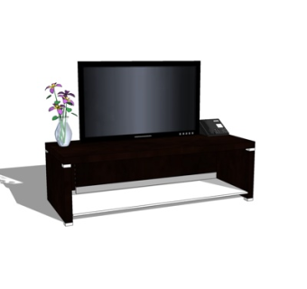 现代实木电视柜su模型