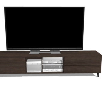 现代实木电视柜su模型