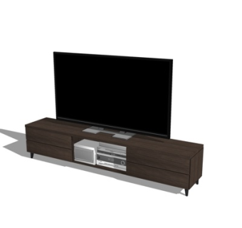 现代实木电视柜su模型