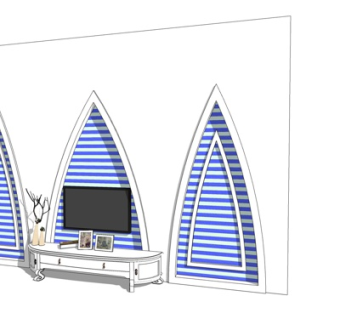 简欧实木电视柜su模型