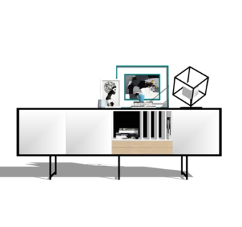 现代边柜su模型