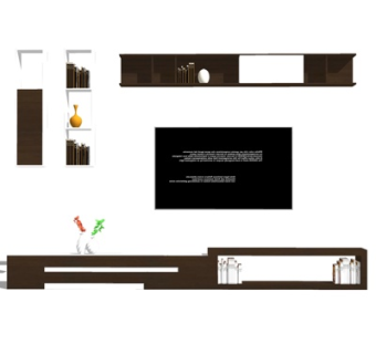 现代实木电视柜su模型
