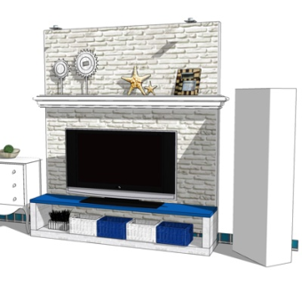 地中海实木电视柜su模型