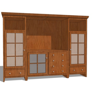 现代实木电视柜su模型