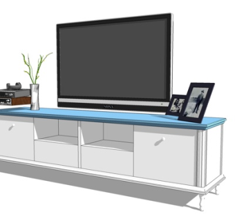现代实木电视柜su模型