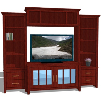 新中式装饰电视柜su模型