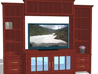 新中式装饰电视柜su模型