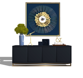 现代轻奢边柜su模型